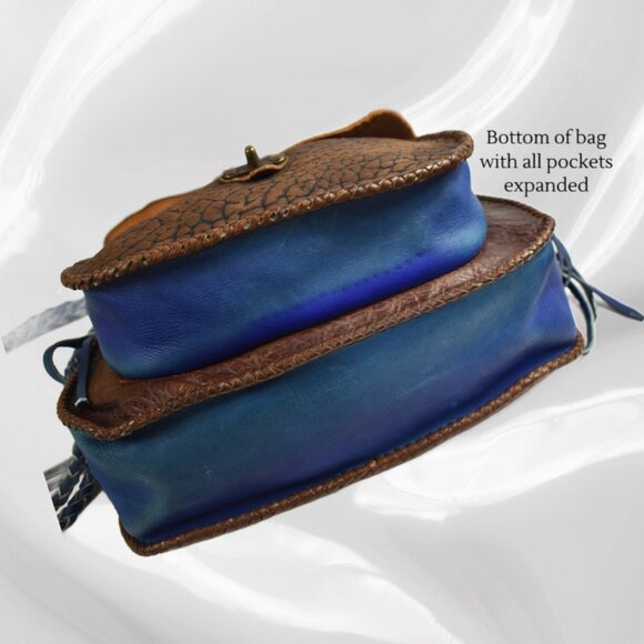 One of a Kind Handmade Leather Boho Crossbody Purse | Artisan Saddle Bag Purse - Picture 9 of 13